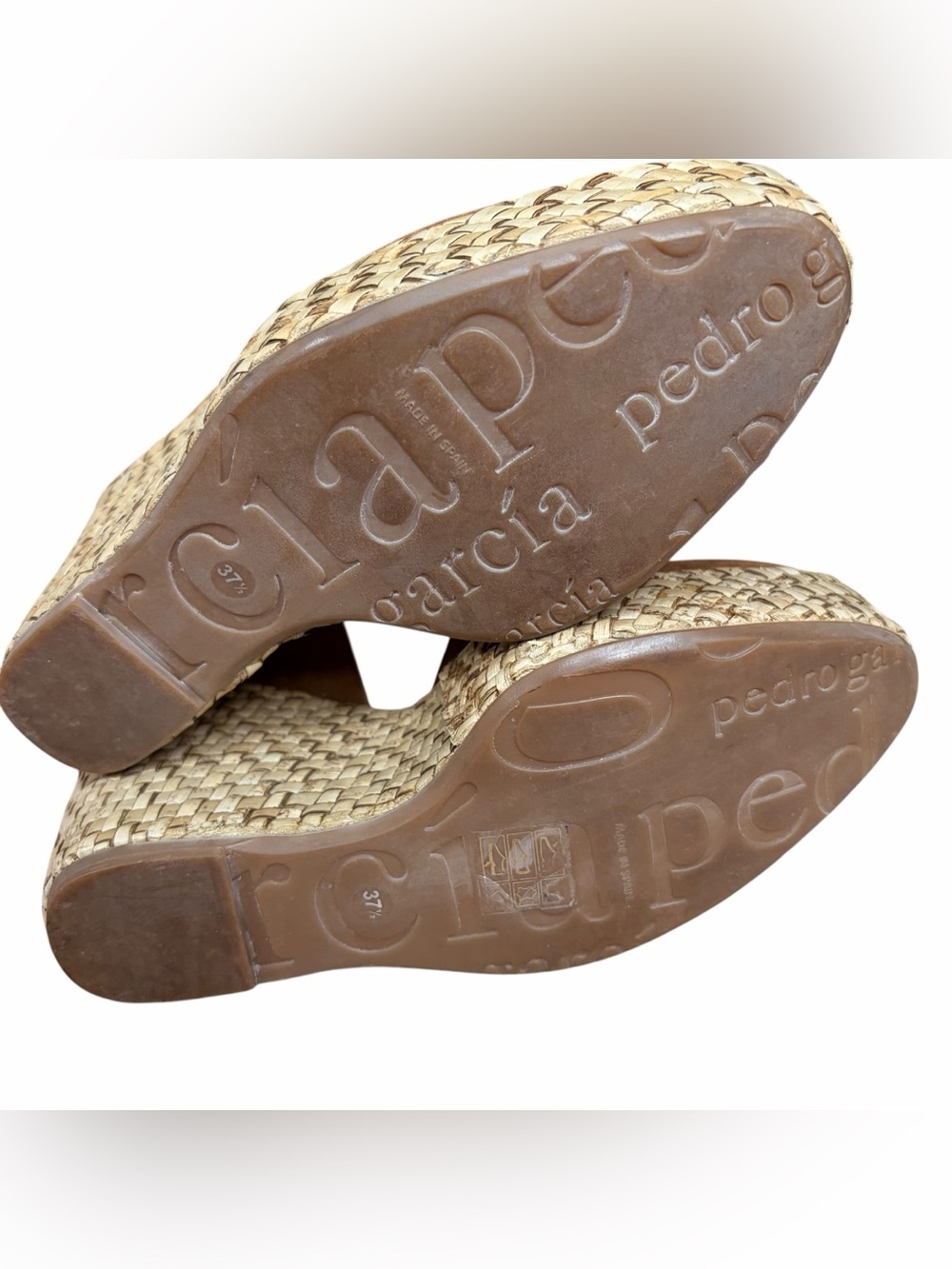 Pedro García Brown Suede Woven Wedge Sandals Boho Mediterranean Resort Size 37.5 - Picture 13 of 13